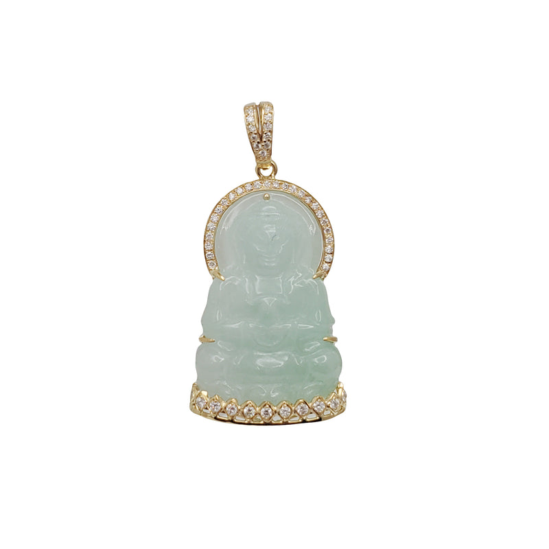 Diamond GuanYin Jade Pendant (14K)