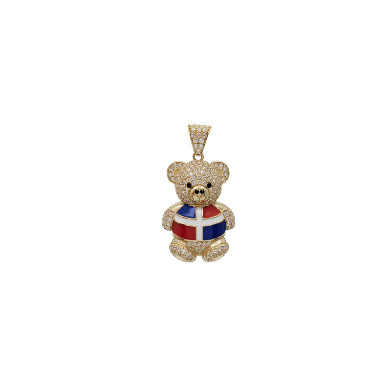 Dominican Flag Bear Pendant (14K)