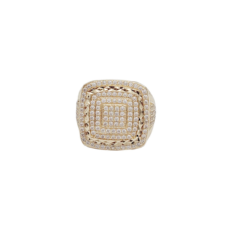 Zirconia Diamond-Cut Square Ring (14K)