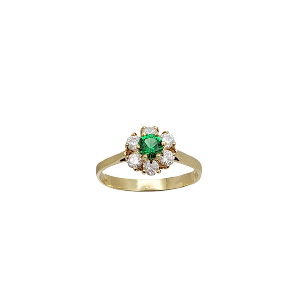 Zirconia Birthstone Blossom Flower Ring (14K)