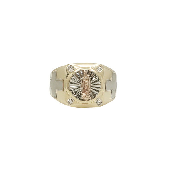 Zirconia Tri-color Virgin Mary Ring (14K)