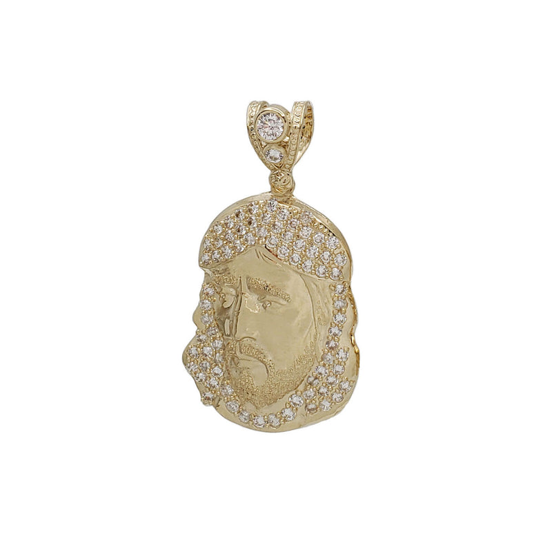 Zirconia Jesus Head Pendant (14K)