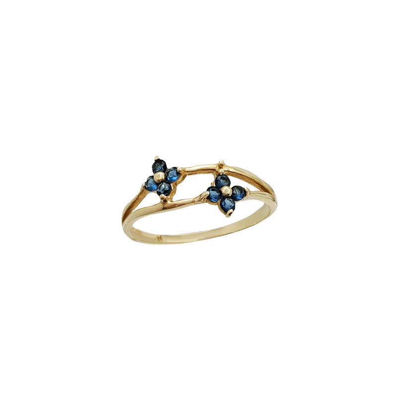 Twins Blue Flower Pinky/ Baby-Sized Ring (14K)