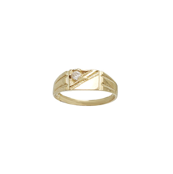 Zirconia Rectangle Textured Baby-Sized Ring (14K)