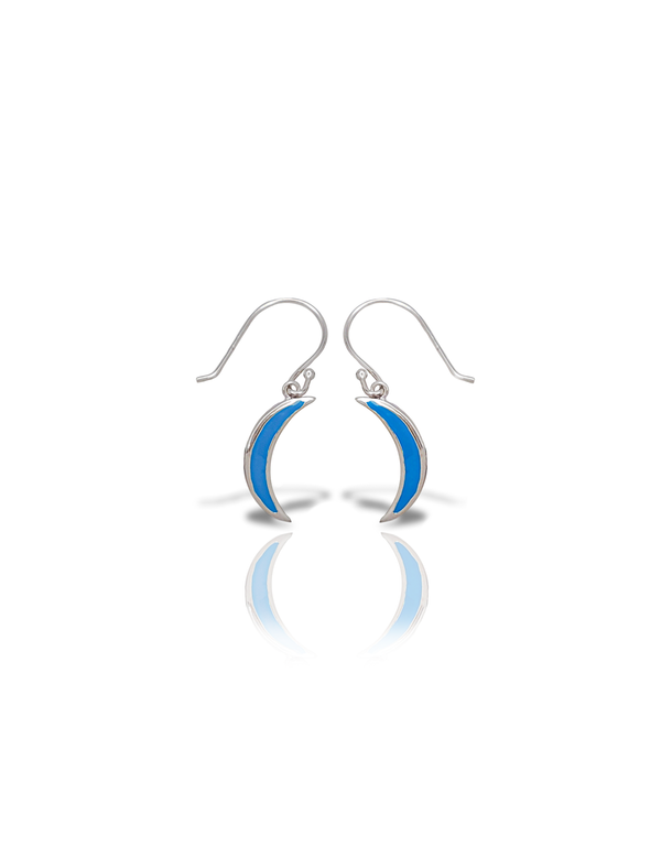 Sterling Silver Opal Moon Shape Earring