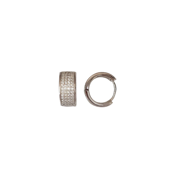 Cubic Zirconia Huggie Earrings (Silver)