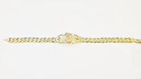 Diamond Cut Jesus Head Cuban Bracelet (10K)