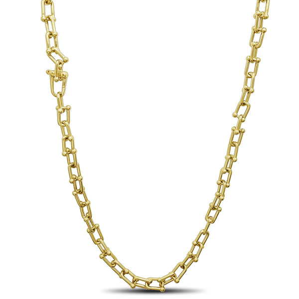 Beaded Paperclip Chain Necklace (14K)