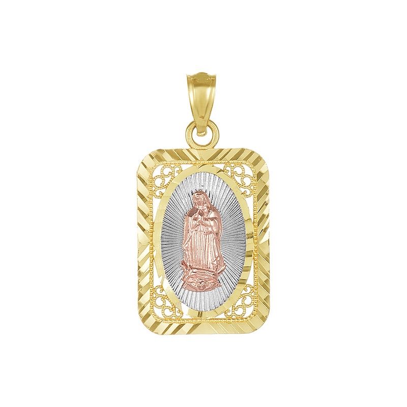 Diamond-Cut Tri-tone Guadalupe Pendant (14K)