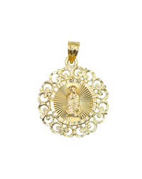 Diamond-Cut Round Virgin Mary Pendant (14K)