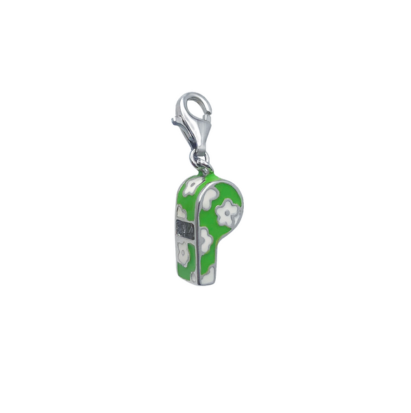 Green Enamel Whistle Pendant (Silver)