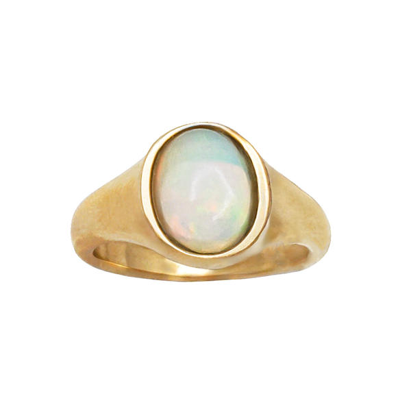 Round Signet Opal Ring (14K)