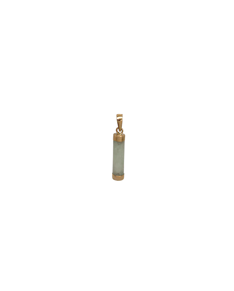 Light Green Jade Cylinder Charm Pendant (14K)