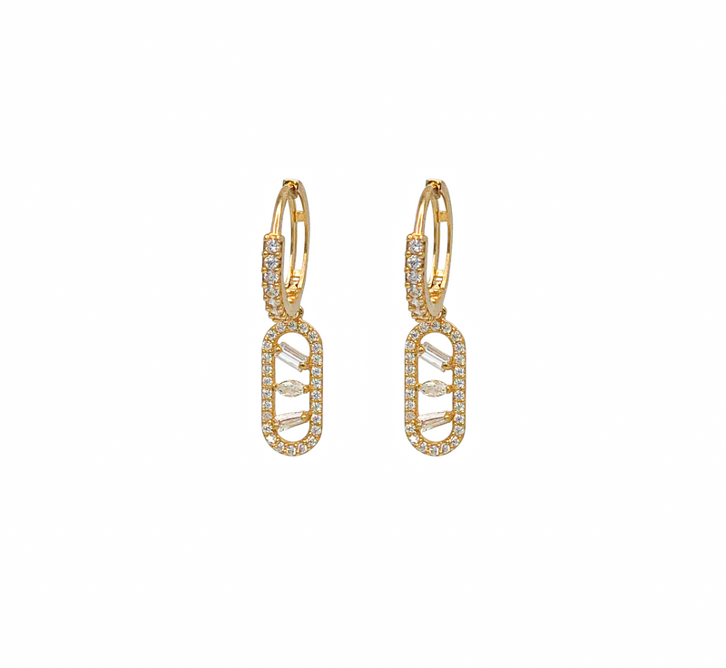 Zirconia Baguette Huggie Earring