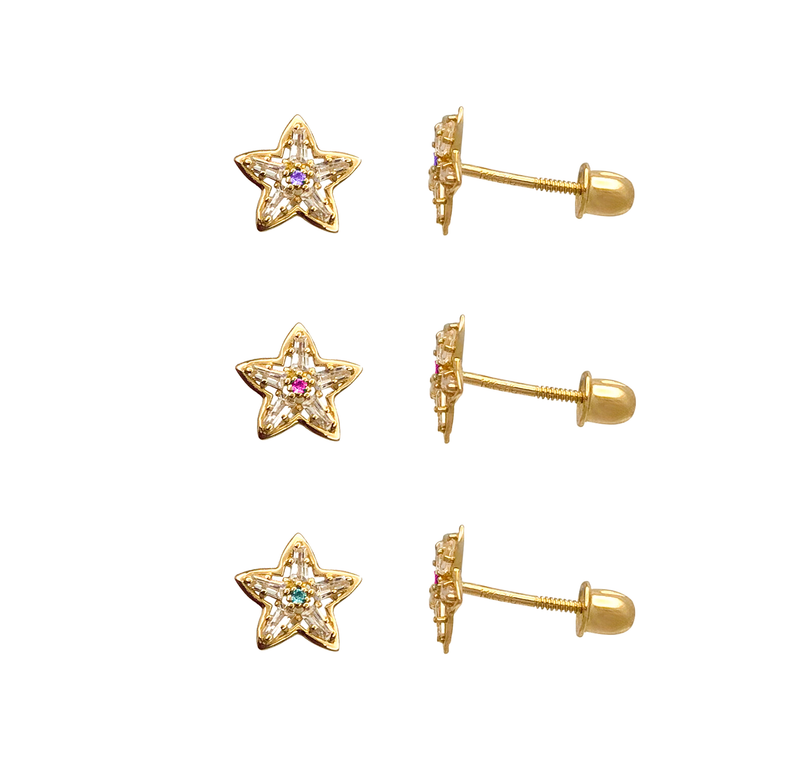 Zirconia Starfish Stud Earring (14K)