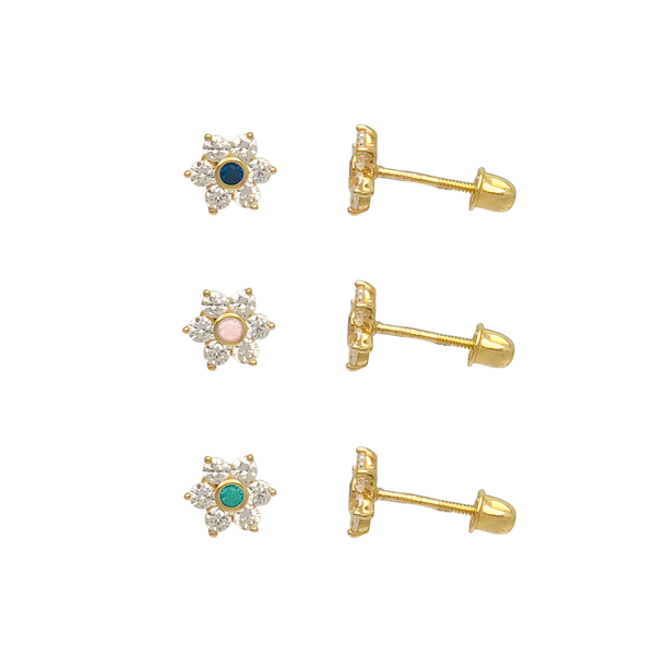 Zirconia Flower Stud Earring (14K)