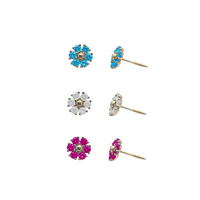 Zirconia Flower Stud Earring (14K)