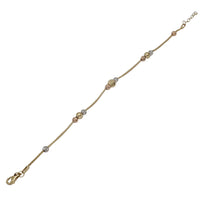 Tricolor Diamond Cut Beaded Bracelet (14K)