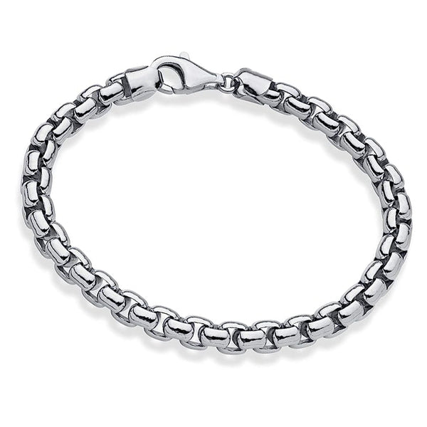 Hollow Antique Finish Round Box Bracelet (Silver)