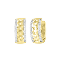 Diamond Cuban Huggie Earrings (14K)