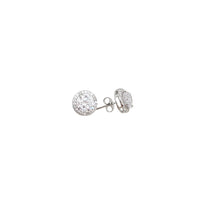 Zirconia Halo Round Stud Earrings (Silver)