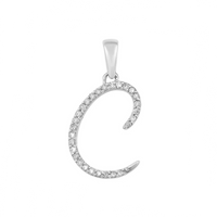 [0.7 inch] Diamond Initial Letter Pendant (14K)