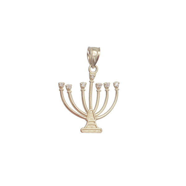 Cubic Zirconia Menorah Pendant (14K)