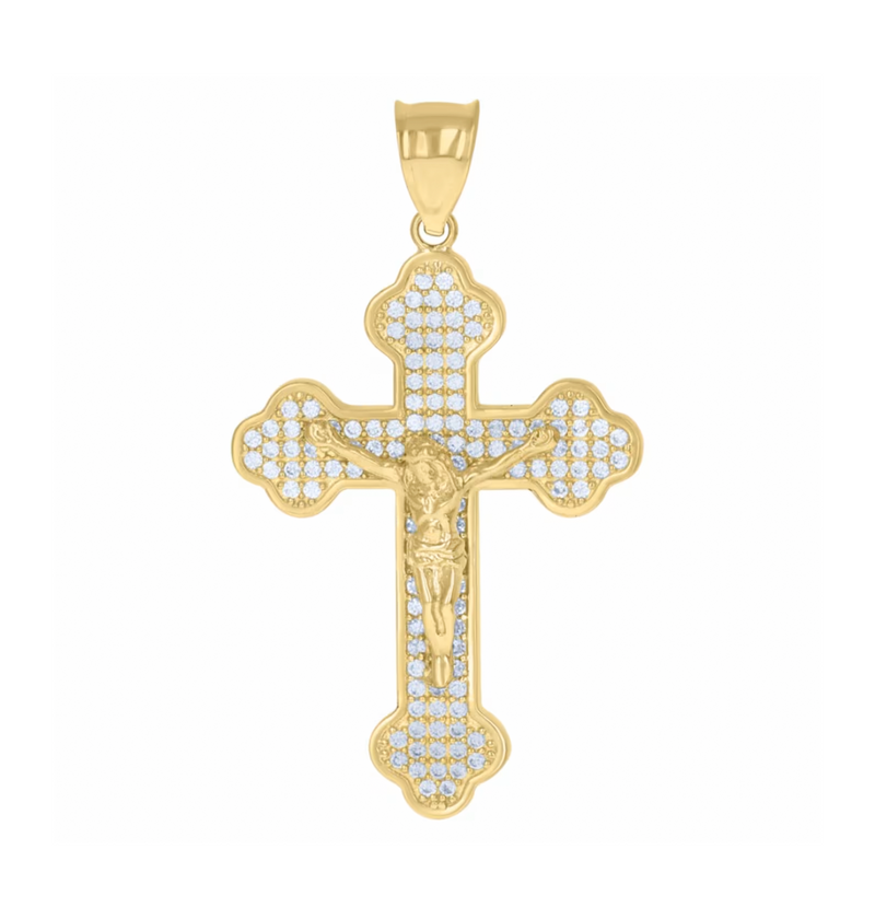 Cubic Zirconia Crucifix Pendant (14K)