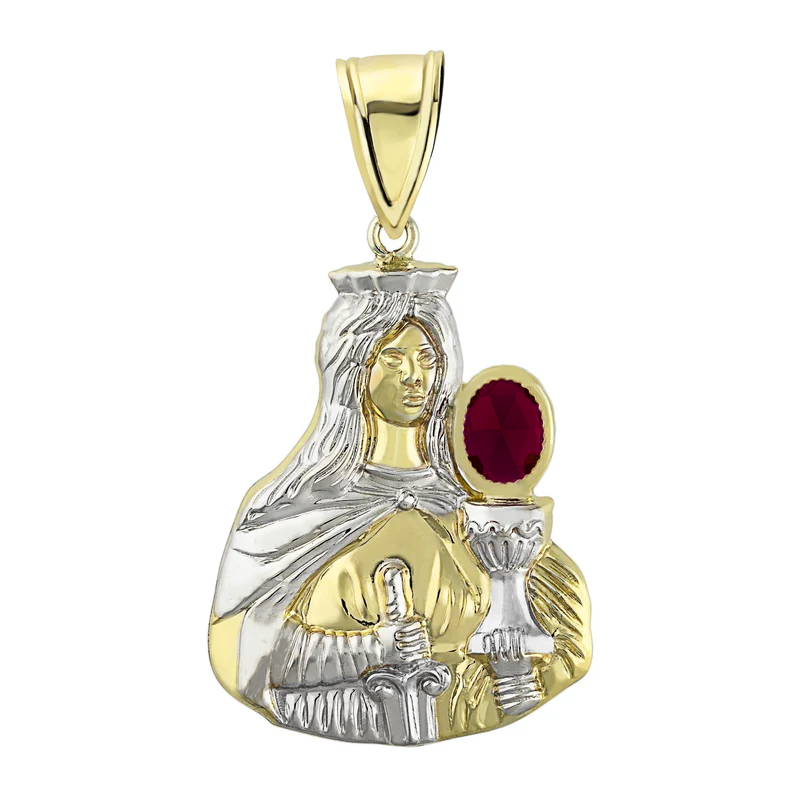 Red Stone Saint Barbara Pendant (14K)