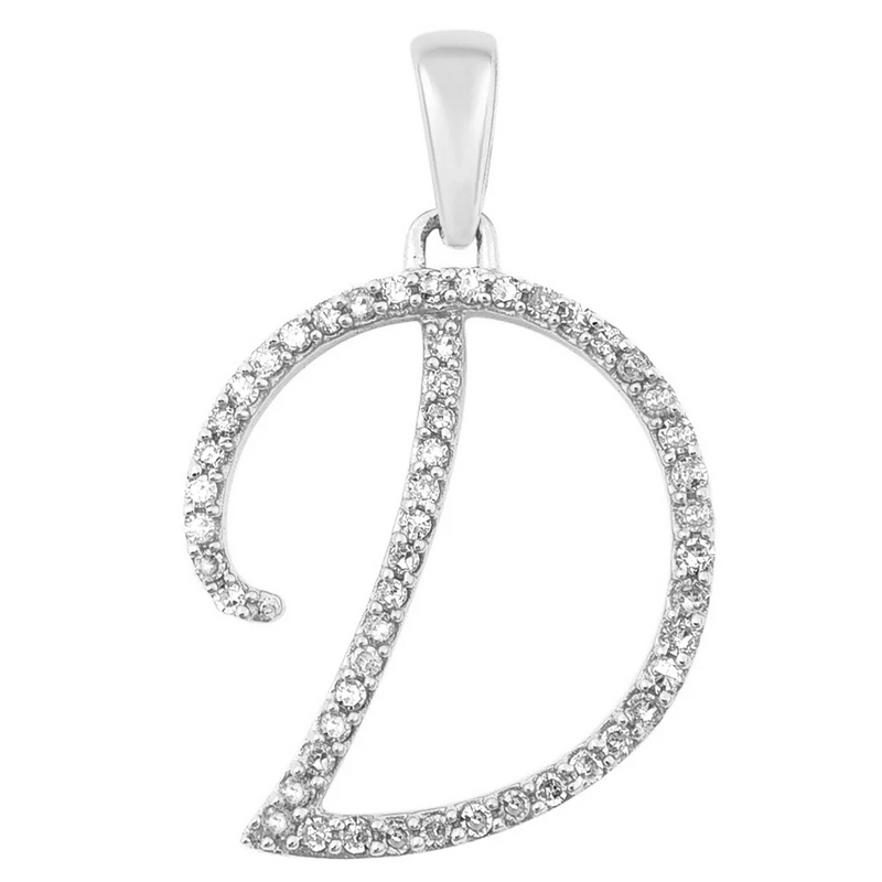 [0.7 inch] Diamond Initial Letter Pendant (14K)