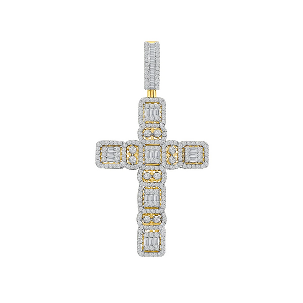 Diamond Baguette With Bezel Cross Pendant (14K)