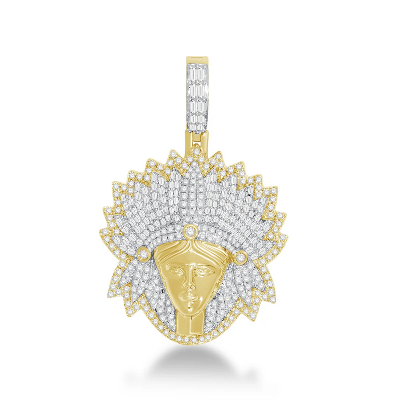 Diamond Indian Head Pendant ( 14K)