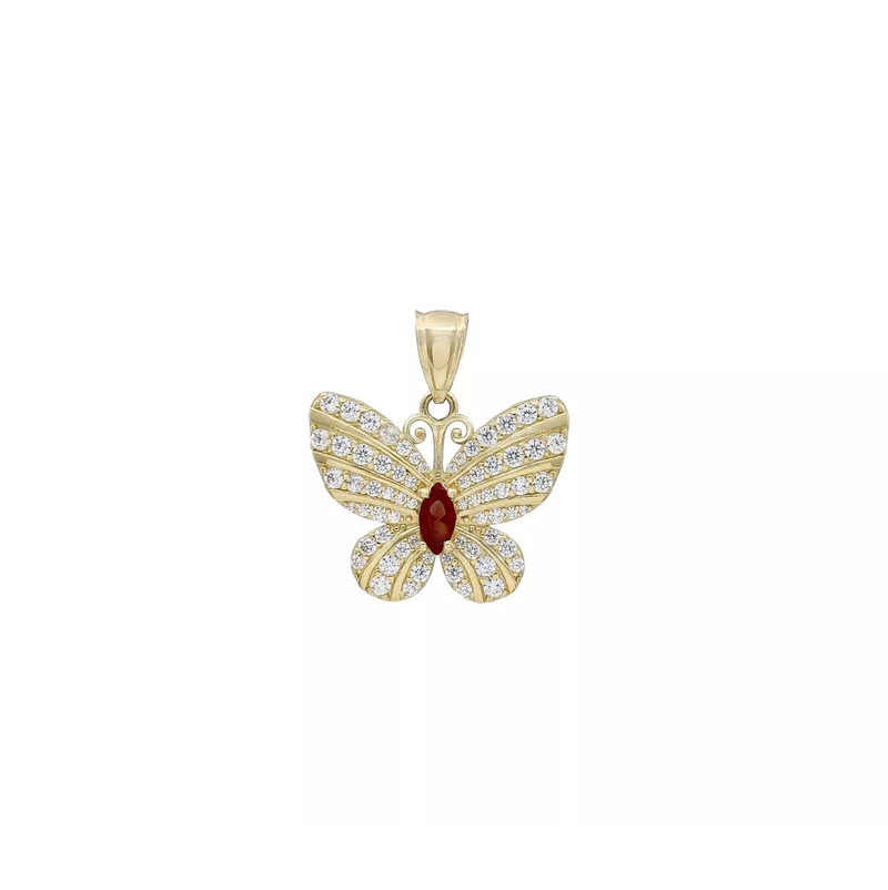 Emerald Zirconia Butterfly Pendant (14K)