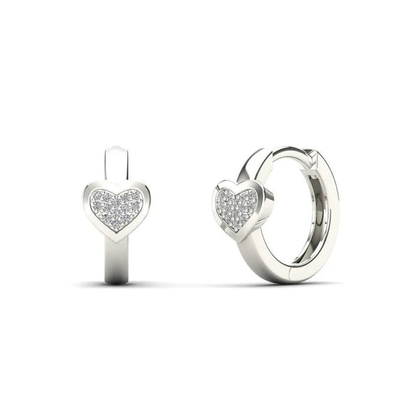 Diamond Heart Hoop Earrings (14K)