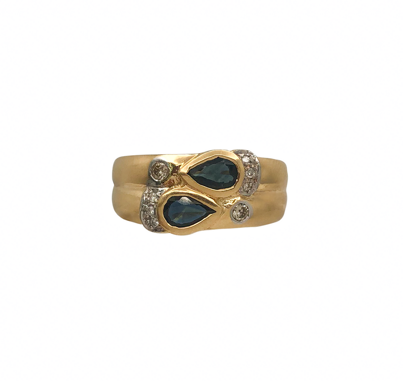 Blue Stone Zirconia Two Tone Ring