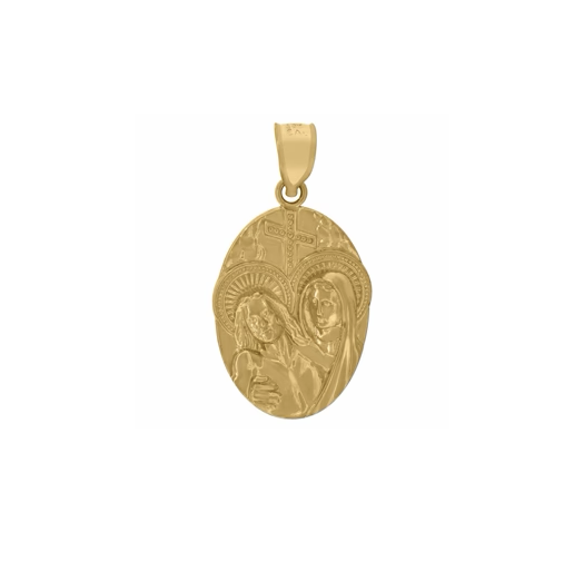 Jesus & Virgin Mary Pendant (14K )