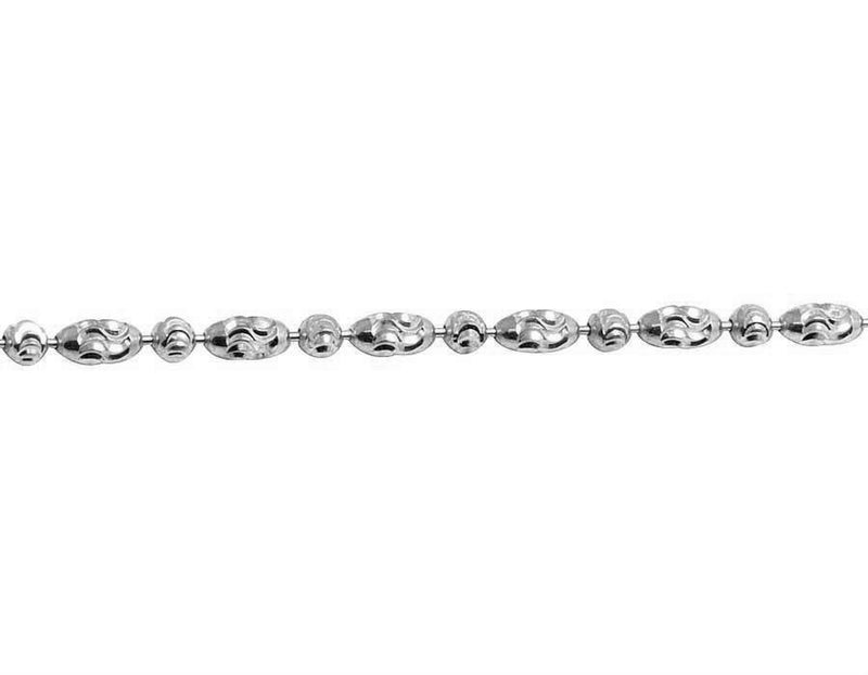 Diamond-Cut Oval Round Bead Mezzaluna Chain （14K）