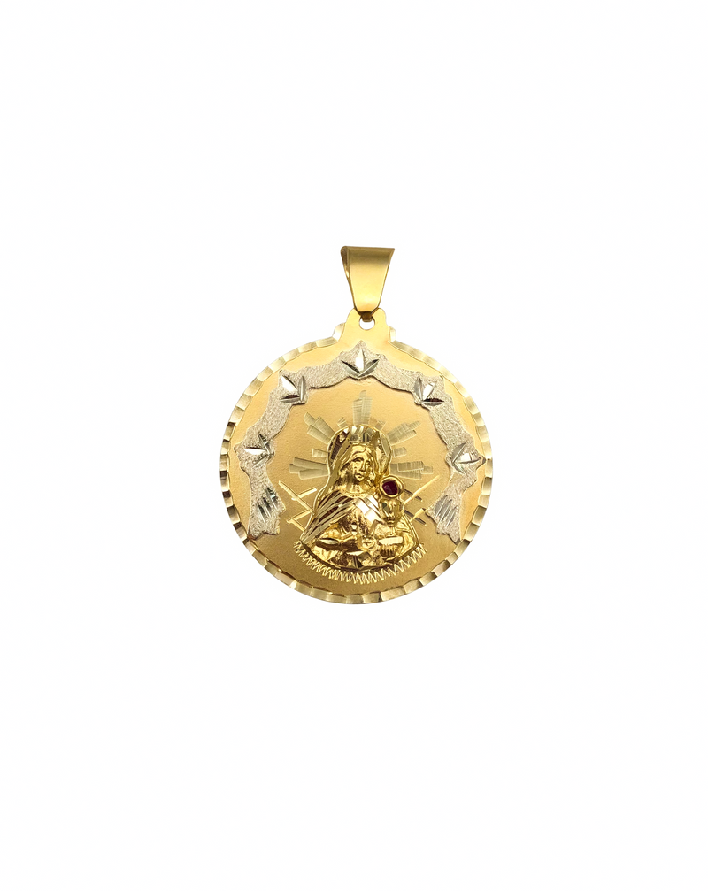 Two-Tone Diamond-Cut Saint Barbara Medallion Pendant (14K)