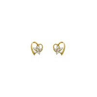 Zirconia Heart & Star Stud Earring (14K)