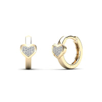 Diamond Heart Hoop Earrings (14K)