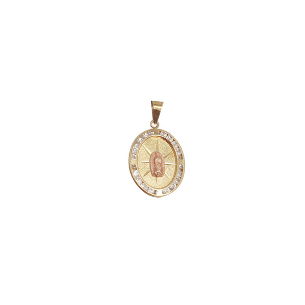 Guadalupe Virgin Tri-Color Oval Pendant (14K)