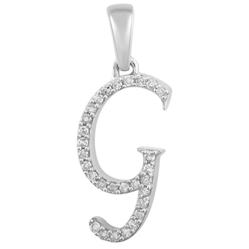 [0.7 inch] Diamond Initial Letter Pendant (14K)