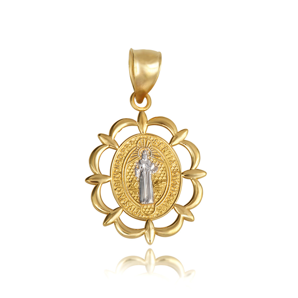 Two-Tone Saint Benedict Pendant (14K)