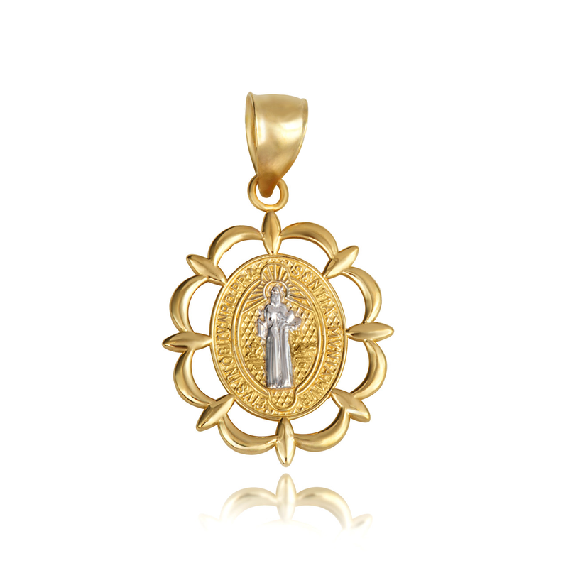 Two-Tone Saint Benedict Pendant (14K)