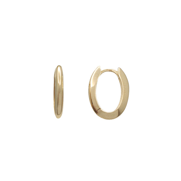 Plain Oval Huggie Earrings (14K)