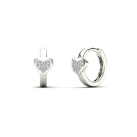 Diamond Heart Huggie Earrings (14K)