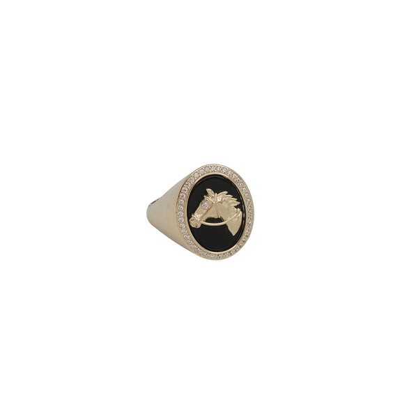 Horse Shoe Black Onyx Rings (14k)