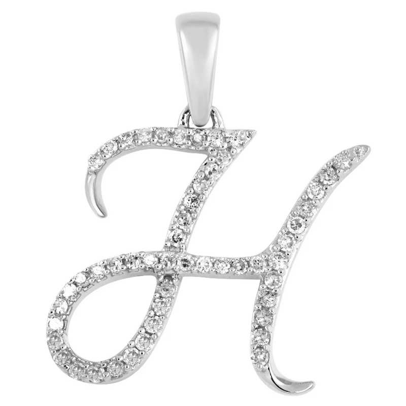 [0.7 inch] Diamond Initial Letter Pendant (14K)