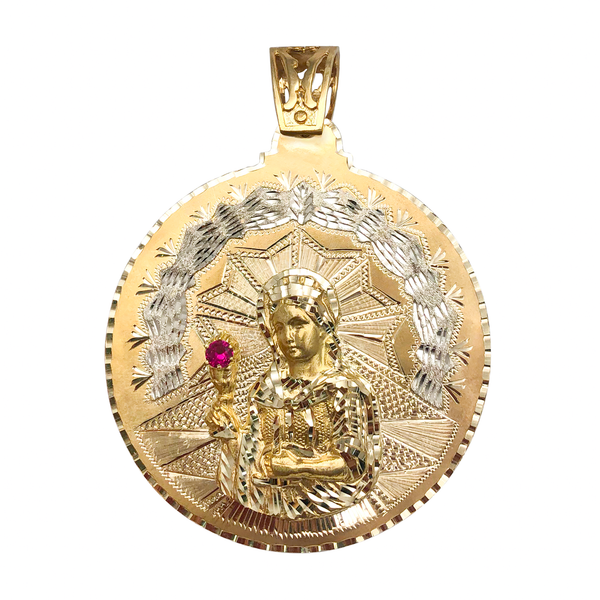 Zirconia Saint Barbara Medallion Pendant (14K)