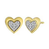 Diamond Heart Stud Earrings (14K)